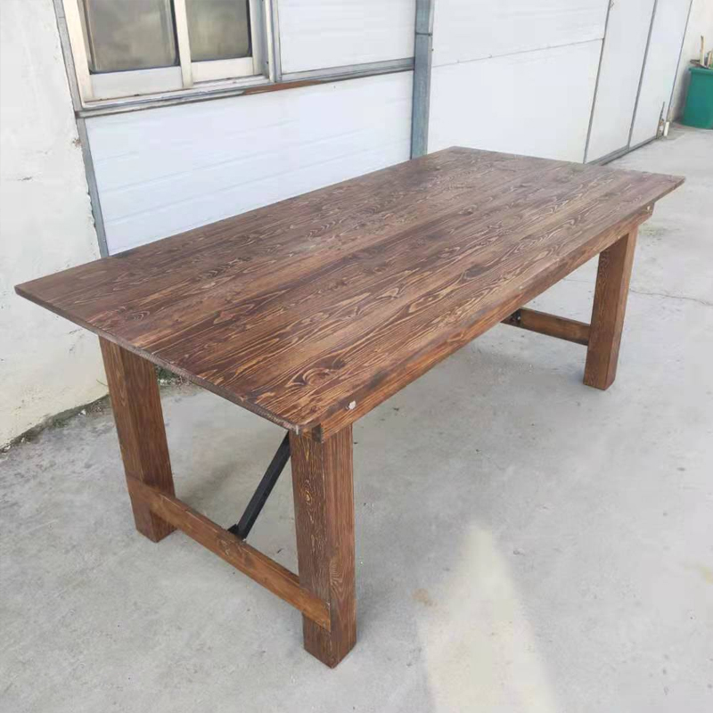 Wholesale Solid Wood Dining Table Foldable Vintage Farmhouse Tables Folding Wedding Table