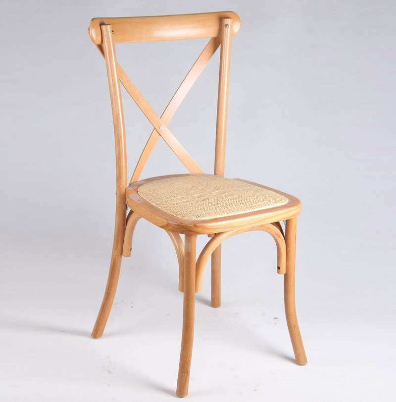 Quality Unstackable Oak Wood Criss Cross Back Chairs for Wedding Party Rental