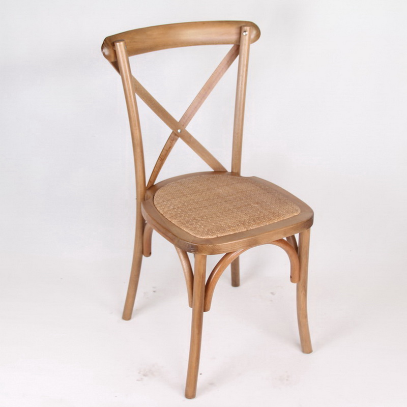 Quality Unstackable Oak Wood Criss Cross Back Chairs for Wedding Party Rental