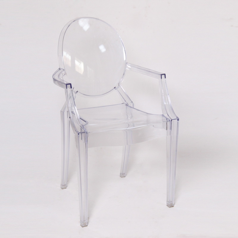 Transparent Crystal Acrylic Ghost Arm Chair Resin Louis Armchairs for Wedding