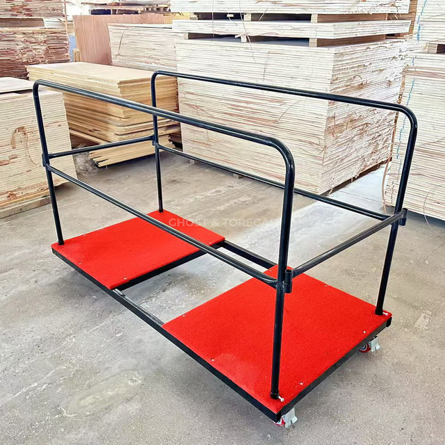 High Quality Heavy Duty Factory Sale Direct Moving Round Banquet Folding Table Cart Removable Serving Trolley