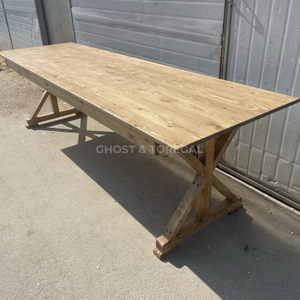 Quality Rustic Foldable Wood Dining Farm Tables Wedding Outdoor Rental Cross Legged Tables