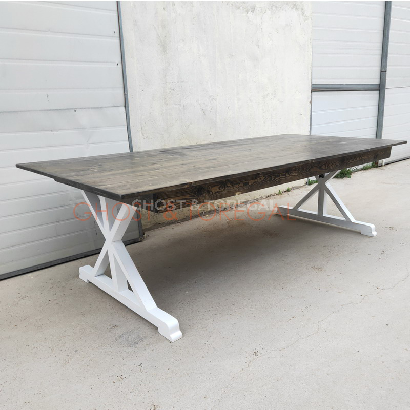 Quality Outdoor Portable Wooden Folding Trestle X-leg Tables for Events Weddings