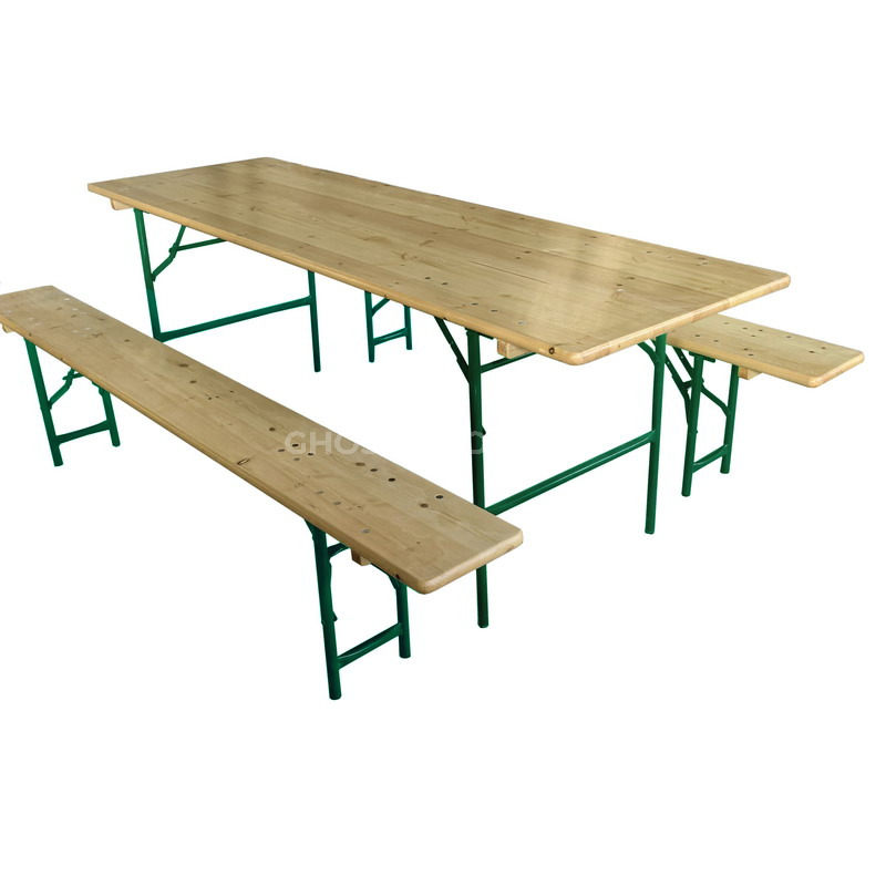Heavy Duty Wooden Folding Beer Pong Table Bench Set for Outdoor Picnics Courtyards Modern for Party Dining Events Hotel Use