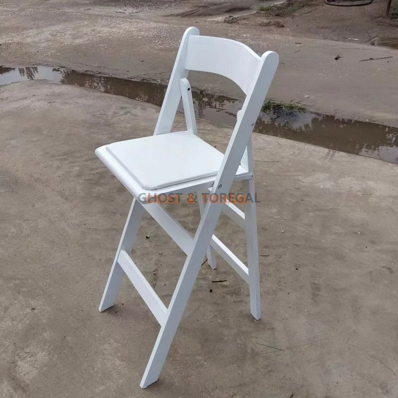 Cheap Solid Wooden Folding Chair Bar Furniture White Wedding Folding Barstool Chairs Wholesale