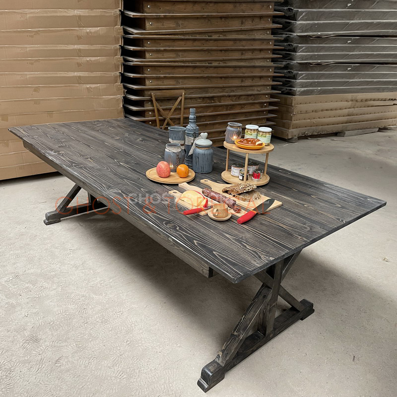 Quality Outdoor Portable Wooden Folding Trestle X-leg Tables for Events Weddings