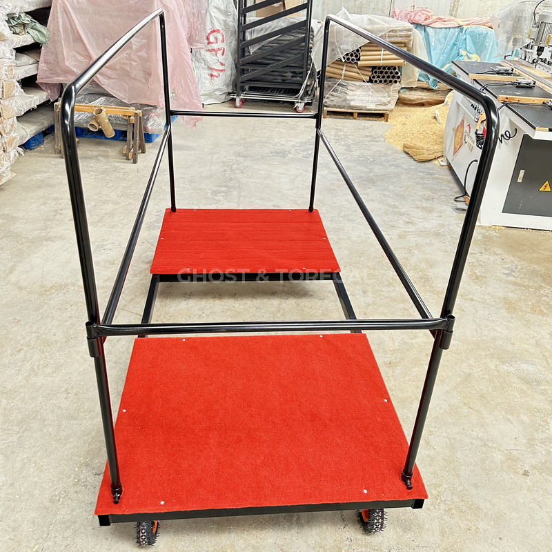High Quality Heavy Duty Factory Sale Direct Moving Round Banquet Folding Table Cart Removable Serving Trolley