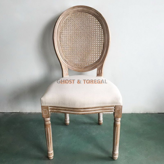 Antique Wood Ghost Louis Dining Rattan XV Chairs Classic Hotel Furniture
