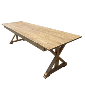 Quality Rustic Foldable Wood Dining Farm Tables Wedding Outdoor Rental Cross Legged Tables