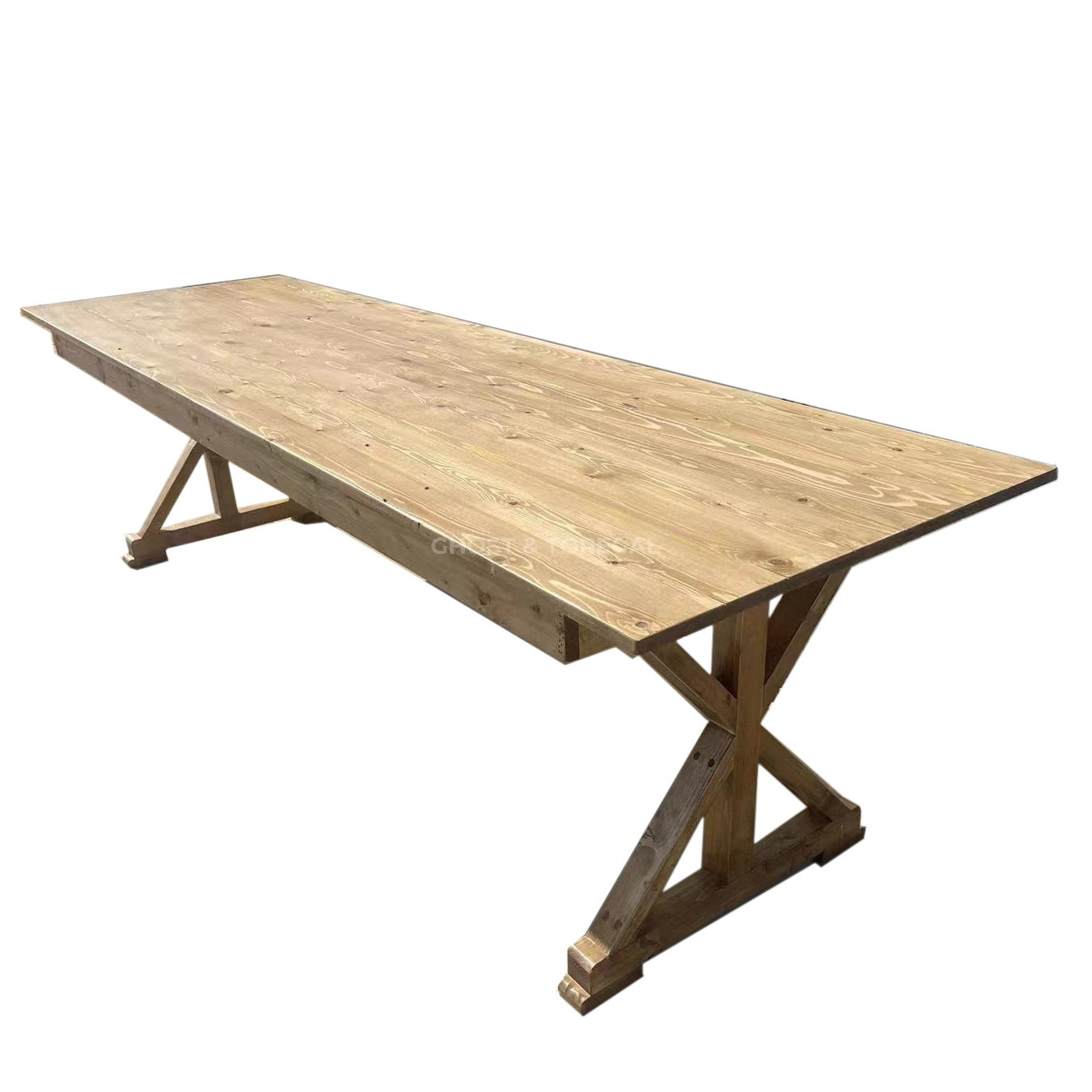 Quality Rustic Foldable Wood Dining Farm Tables Wedding Outdoor Rental Cross Legged Tables