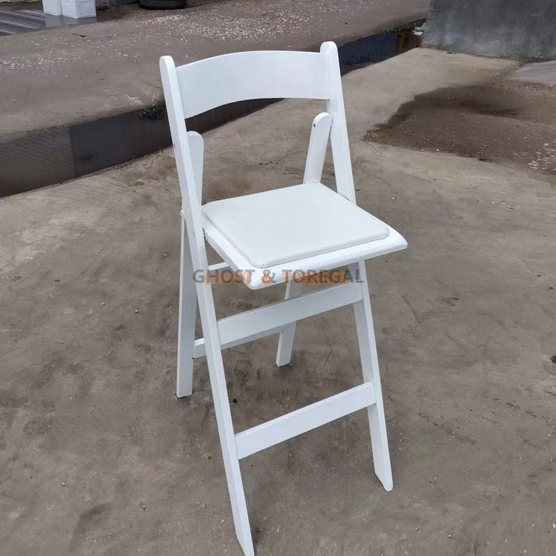 Cheap Solid Wooden Folding Chair Bar Furniture White Wedding Folding Barstool Chairs Wholesale