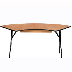 Cheap Foldable Furniture Wood Wedding Table Serpentine Folding Dining Tables for Events