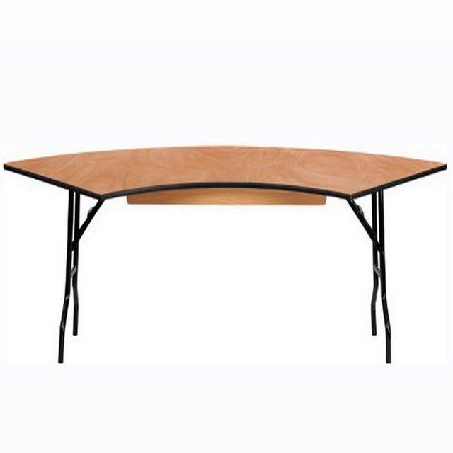 Cheap Foldable Furniture Wood Wedding Table Serpentine Folding Dining Tables for Events