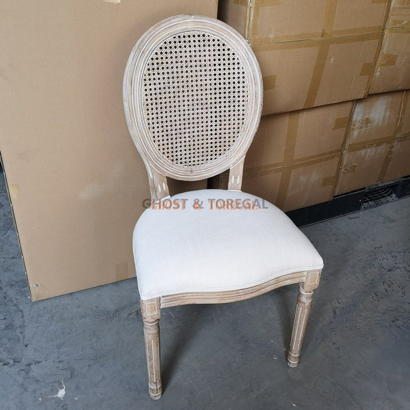 Antique Wood Ghost Louis Dining Rattan XV Chairs Classic Hotel Furniture