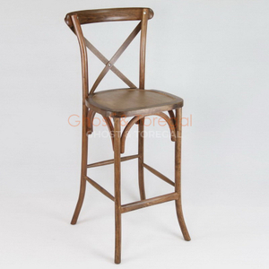 Outdoor Stackable Wooden Cross Back Chair Portable Cross Barstool Hotel Bar Chairs