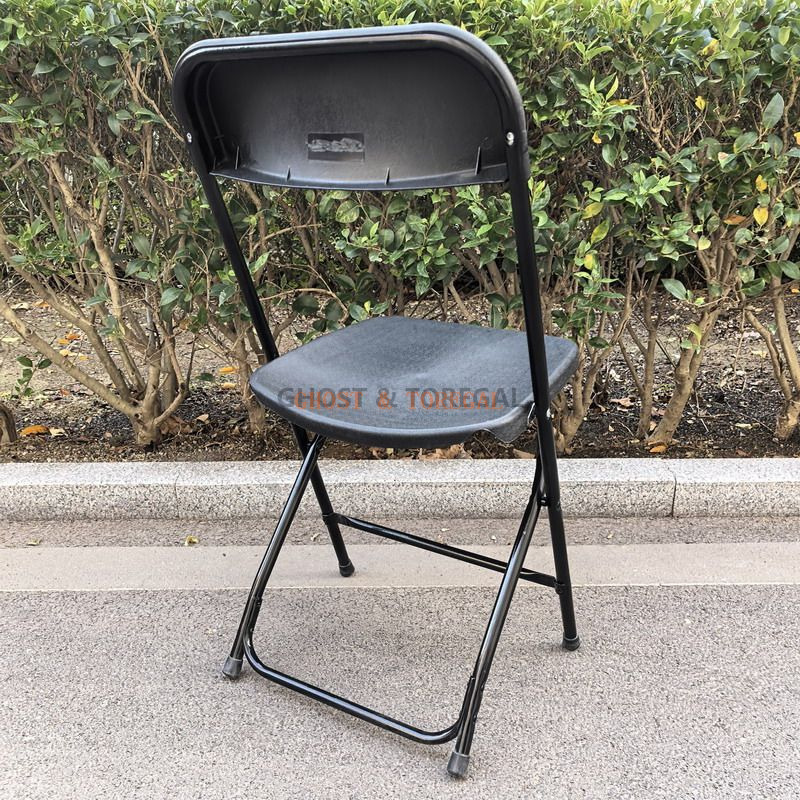 Wholesale Cheap Portable Black Color Plastic Back Metal Frame Folding Chairs for Events