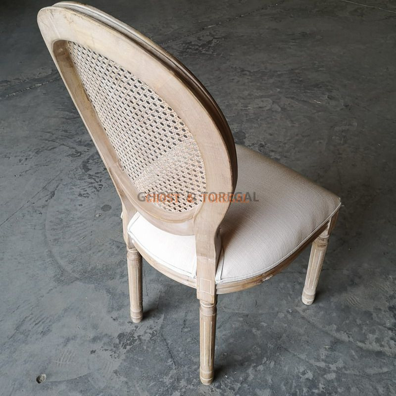 Antique Wood Ghost Louis Dining Rattan XV Chairs Classic Hotel Furniture