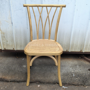 Rustic Vintage Stackable Solid Wood Willow Chair Rattan Seat for Events