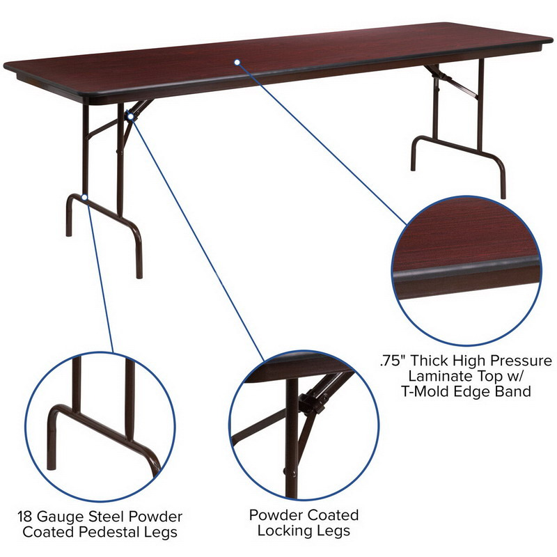 Premium Mahogany Rectangular Wood Laminate Folding Tables for Office Meeting