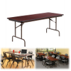 Premium Mahogany Rectangular Wood Laminate Folding Tables for Office Meeting